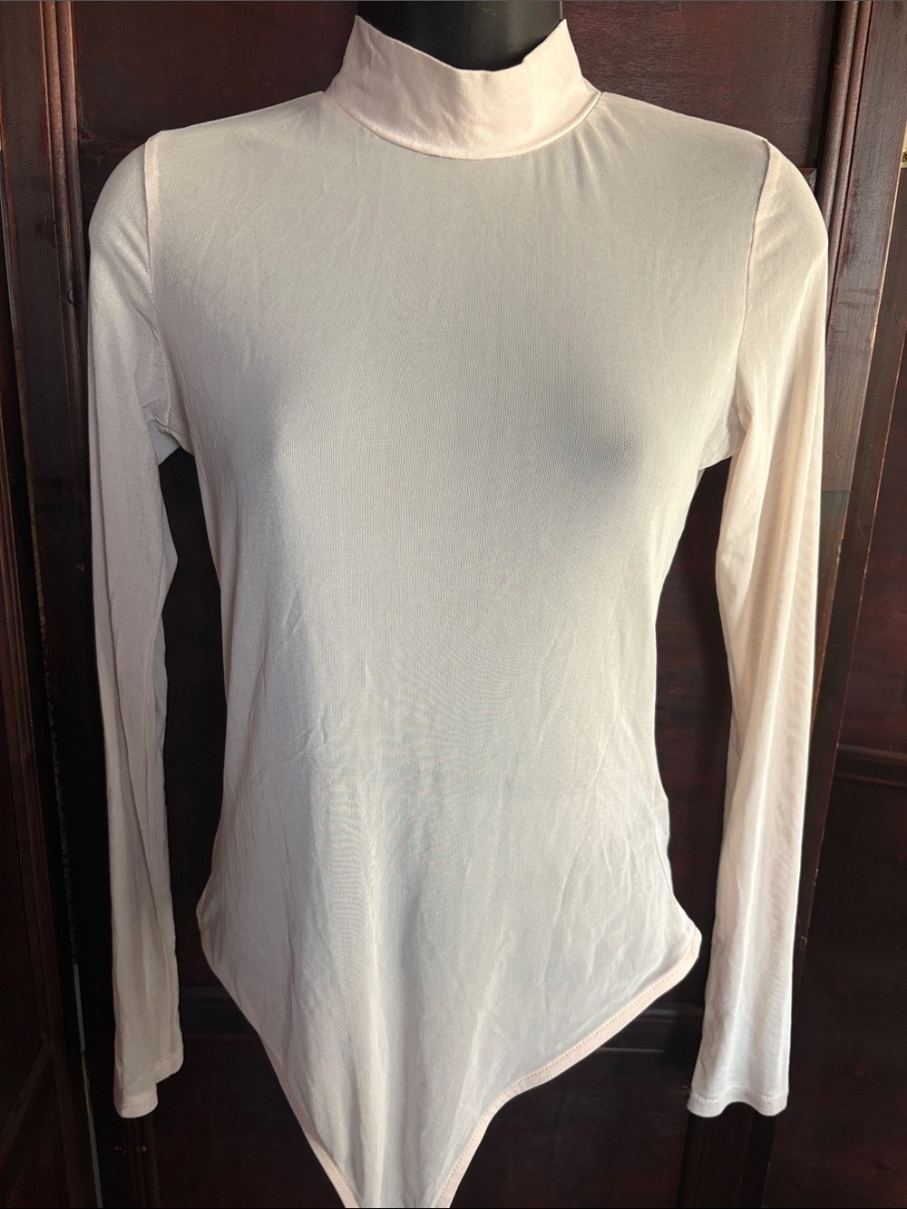 Mont Blanc Light Pink Long-Sleeve Mock Neck Bodysuit